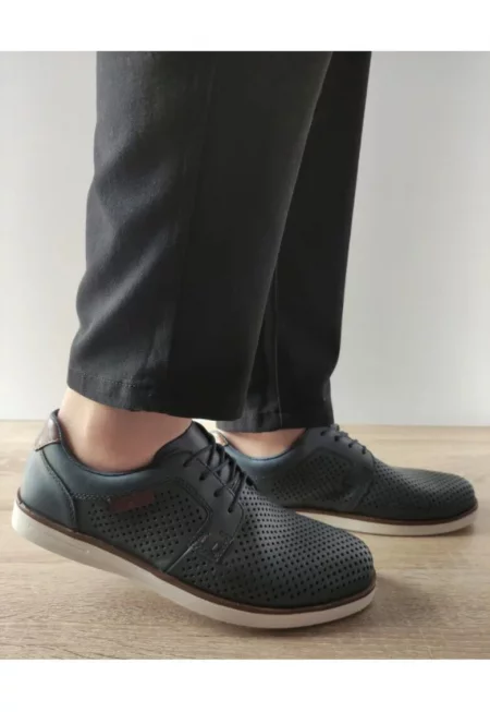Мъжки перфорирани ежедневни обувки  B2306-14 - тъмносини - син