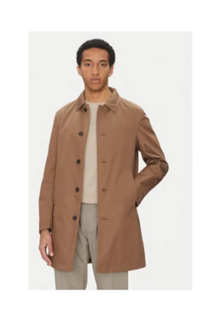 Мъжко палто  полиестер/памук - кафяво