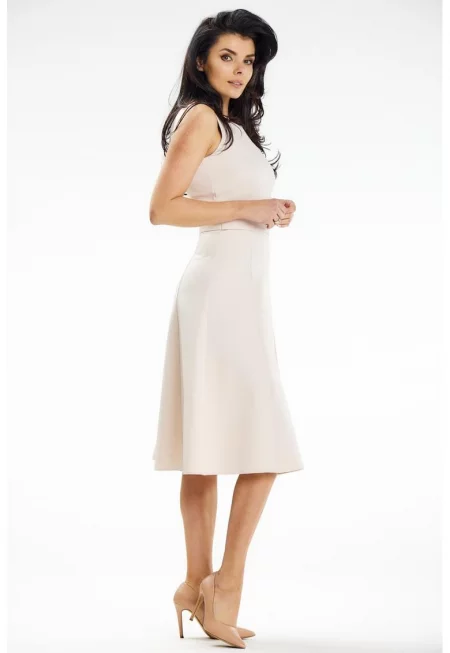 Миди рокля без ръкави - разкроена A633