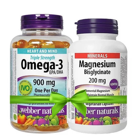 Омега-3 Triple Strength, 900 mg x 80 софтгел капсули + подарък магнезий бисглицинат, 200 mg x 60 капсули