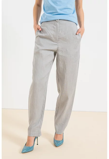 Панталон с висока талия - Пепеляво сиво