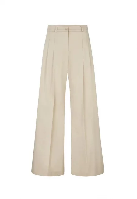 -Панталон wide leg с предни басти - Бежов