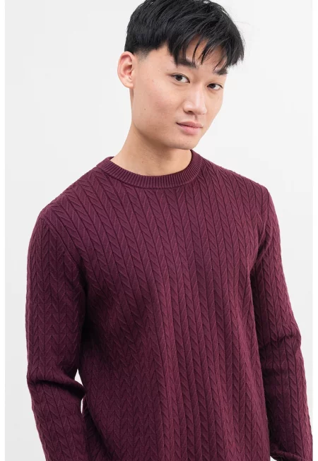 Плетен пуловер - Тъмновиолетов