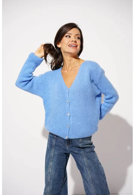 Плетена жилетка Alesia с мохер и вълна с паднали ръкави