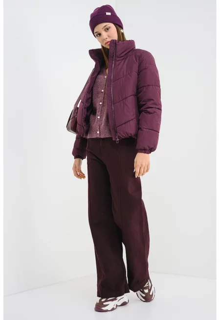 Подплатено зимно яке Ligario с цип - Тъмновиолетов