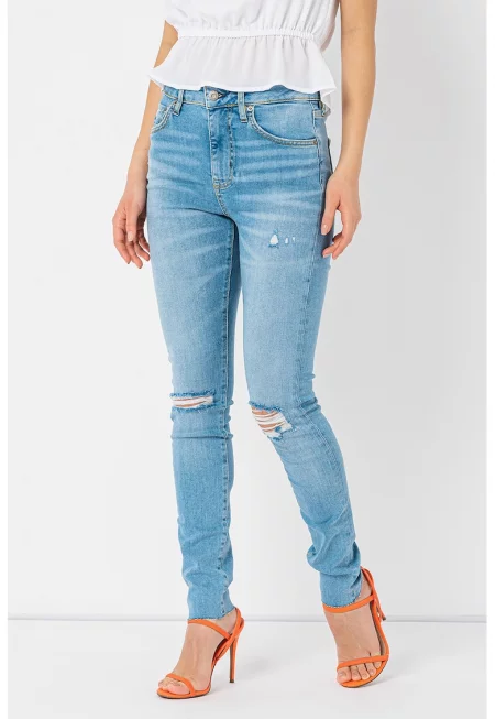 Прилепнали дънки Vintage с висока талия - Светлосин