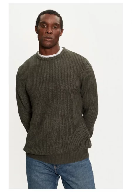 Пуловер  MK-230BINARY3 Зелен - стандартна кройка - акрил