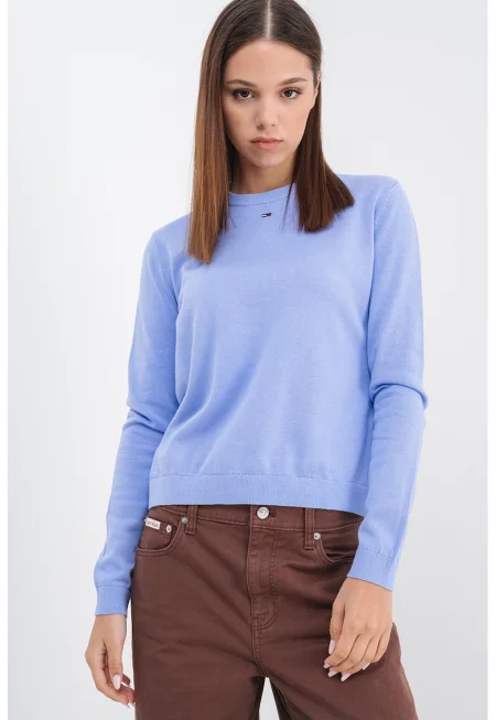 Пуловер от органичен памук с овално деколте - Лавандула