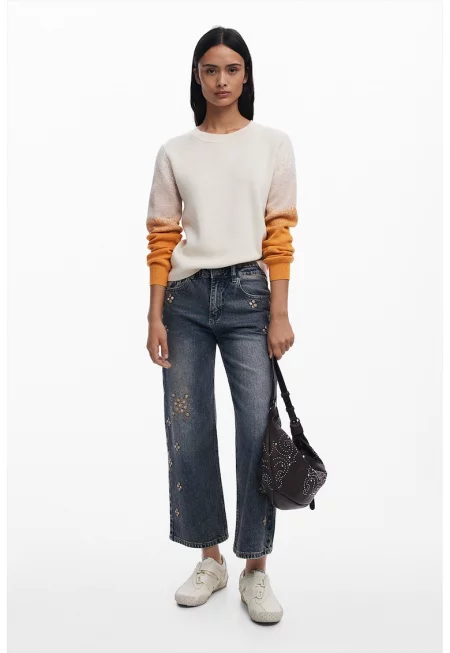 Пуловер с ръкави с ефект деграде