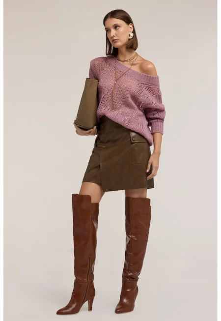 Пуловер с вълна и мохер