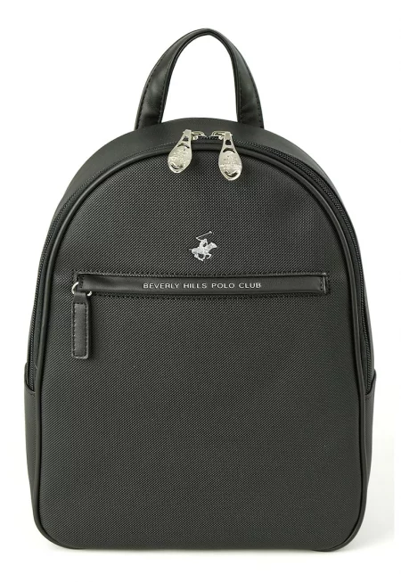 Раница от еко кожа с лого - Черен