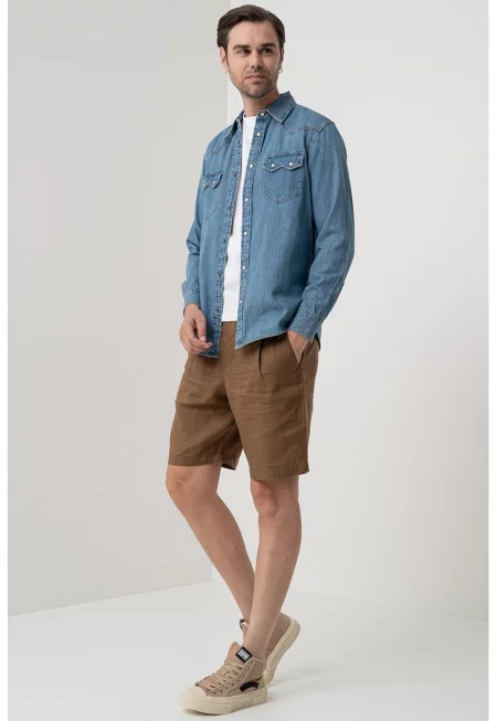 Риза от деним с джобове на гърдите