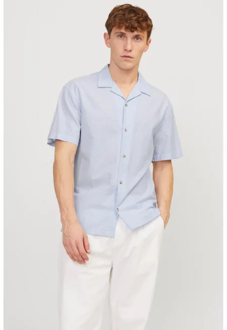 Риза с лен и паднали ръкави - Слонова кост