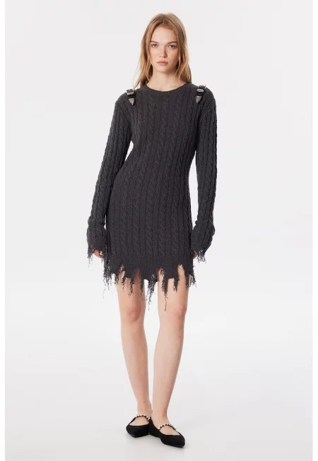 Рокля с незавършен подгъв - Tъмносив