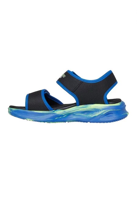 Сандали с велкро и лого - Лайм зелено/Тъмносин