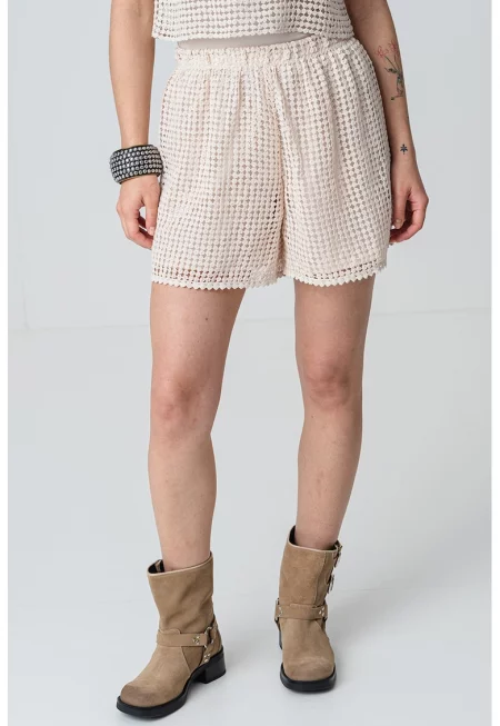 Шорти от кроше - Светло бежово