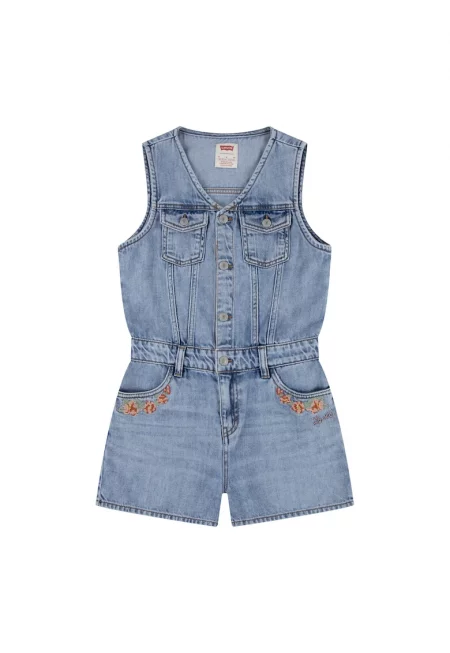 Шпиц гащеризон без ръкави - Прашно синьо