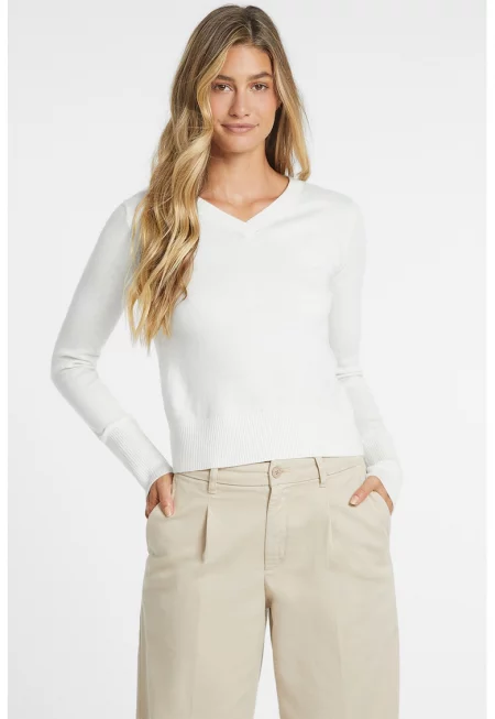 Шпиц пуловер с вълна и коприна