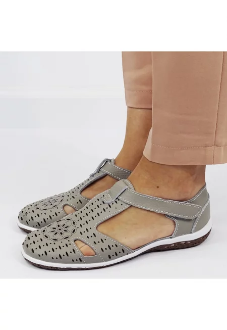 Сиви балеринки от естествена кожа 5121 M5 17347
