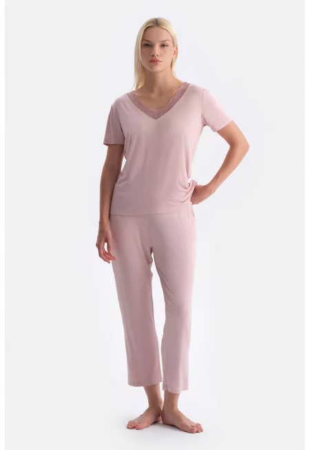 Слим пижама - Прашно розово