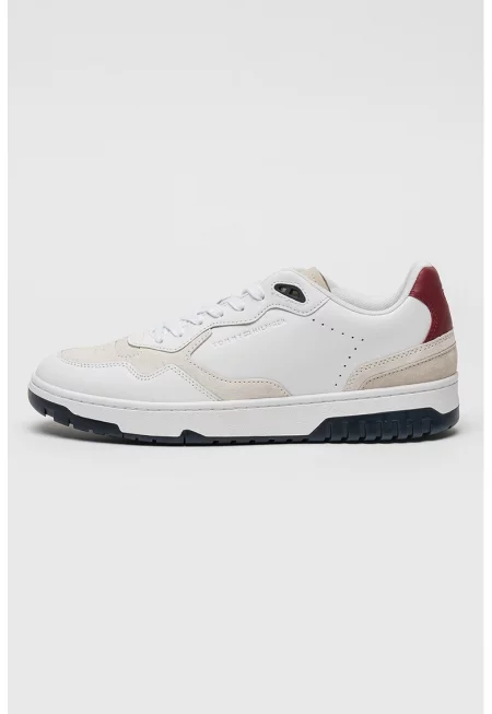 Спортни обувки от кожа Basket better - Бял/Светло сив