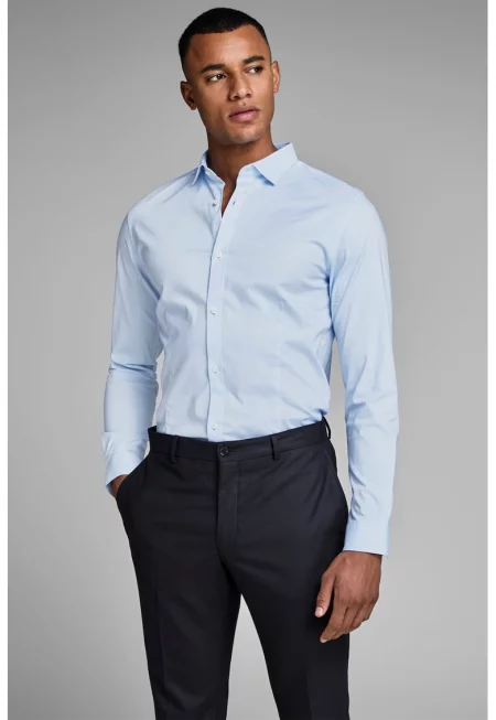 Супер слим риза Parma - Небесносин