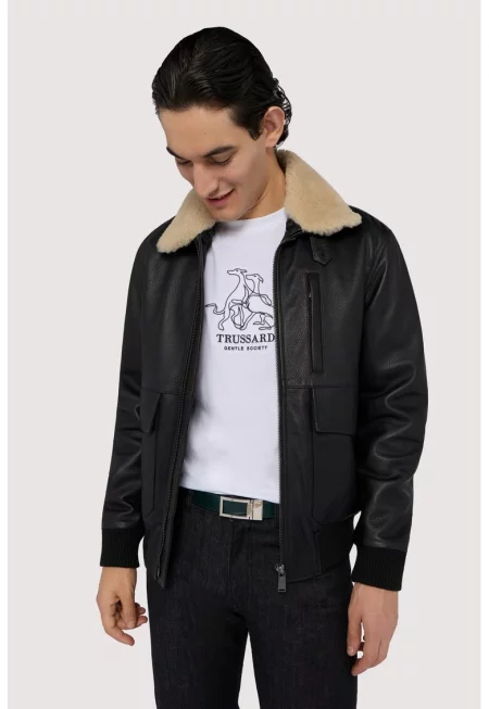 Тениска с лого - Избеляло черно/Бял