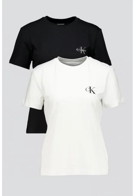 Тениска с овално деколте и лого на гърдите - 2 броя