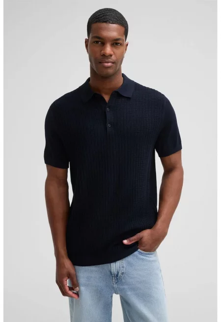 Tricou polo cu inchidere prin nasturi 30045707 - Тъмносин