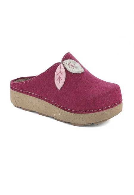 Удобни домашни чехли - сини - ЕКО - дамски - бордо с листа - размер 38