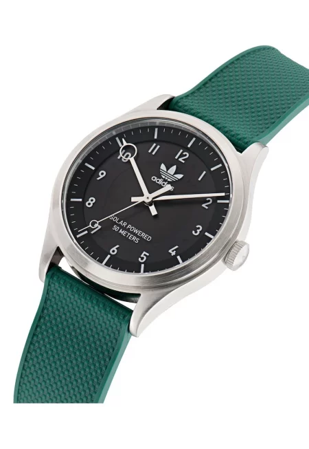 Унисекс часовник  PROJECT ONE SST - сребрист - зелена каишка - кварцов механизъм