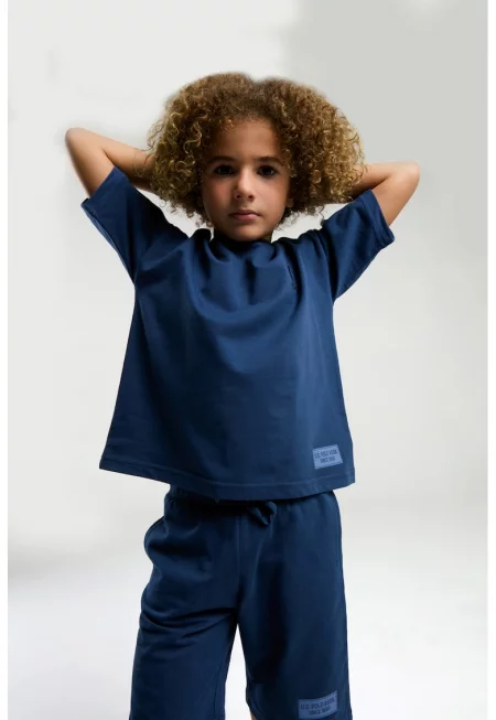 US Polo Assn. - Комплект от памучна тениска и шорти - 2 части - Тъмносин