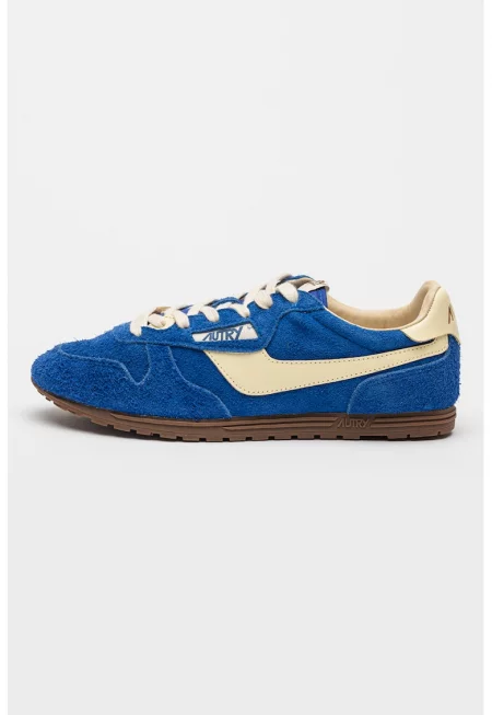 Велурени тренировъчни обувки Windspin с кожа - Бледожълт/Кралско Синьо/Карамел