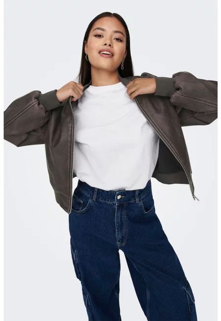 Яке от еко кожа с еластичен подгъв