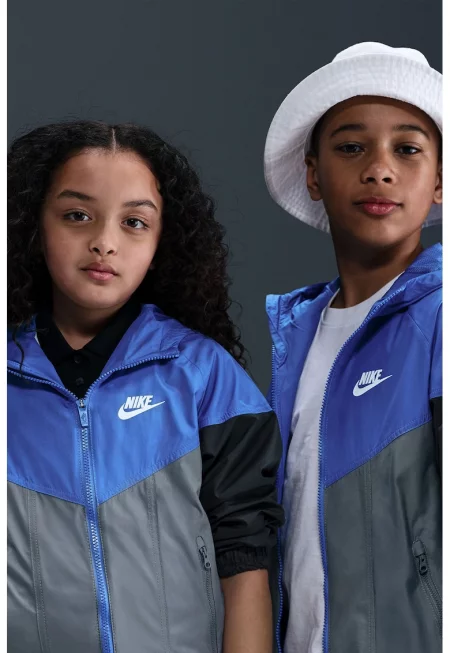 Яке с качулка и джобове с цип - Черен/Кралско Синьо/Tъмносив