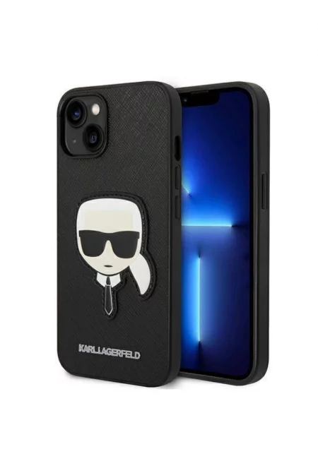 Защитен калъф  PU Saffiano Karl Head за iPhone 14 - черен