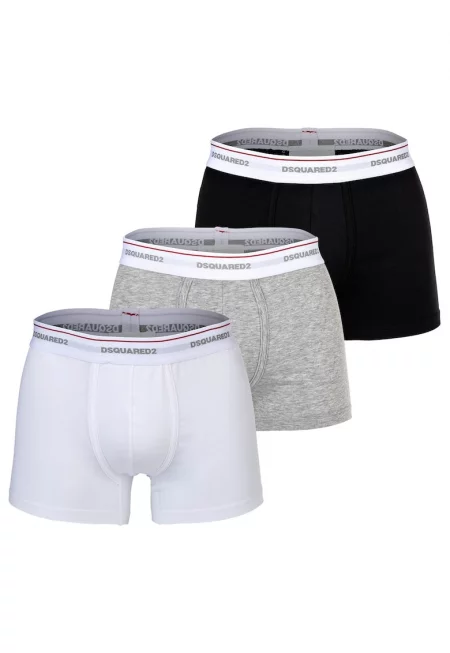 Боксерки с лого на талията - 3 чифта - Бял/Черен/Сив