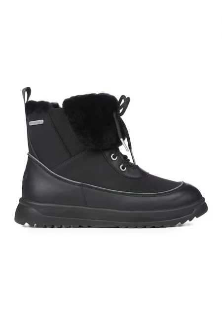Боти с пухен детайл - Черен
