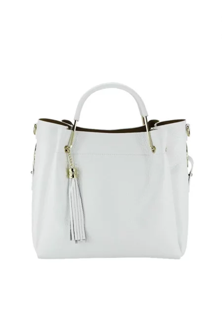 Чанта от естествена кожа Ariana 123 - 33x30x13 см - Бяла 14144 - Бял