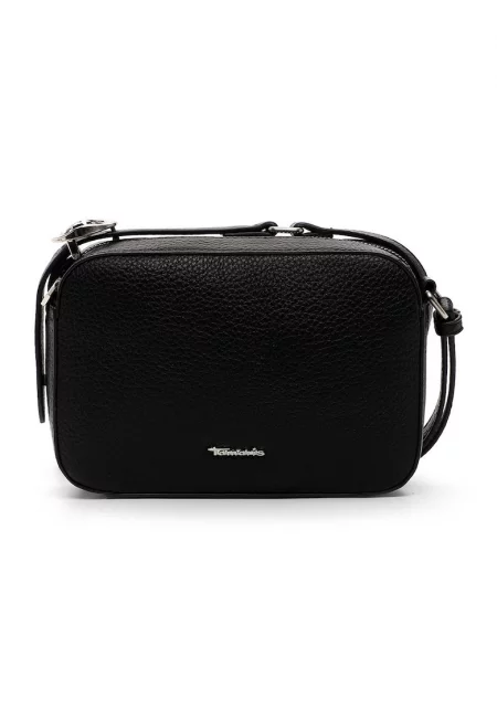 Чанта през рамо от еко кожа с лого - Черен