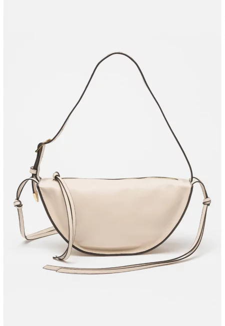 Чанта през рамо Verona с кожа с косъм - Черен/Бежов