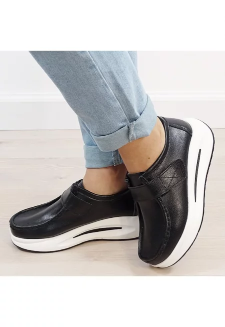 Черни мокасини от естествена кожа WKS01 M7 16700