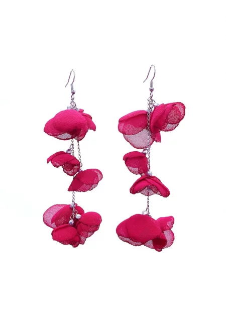 Дълги обеци - Zia Fashion - воал - Viva Magenta