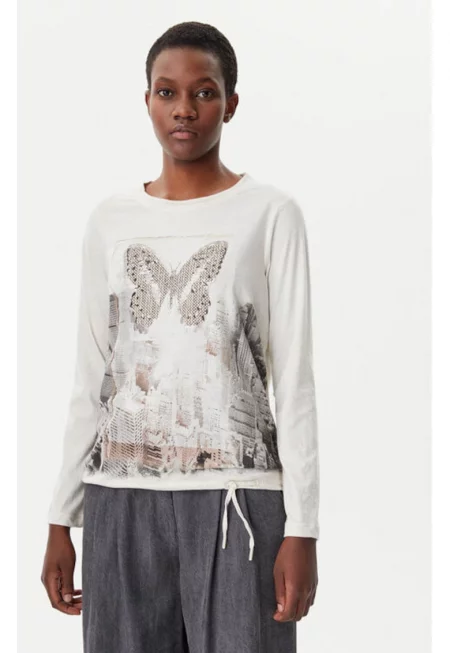 Дамска блуза -  305137869 - Памук/Полиестер - Бежов