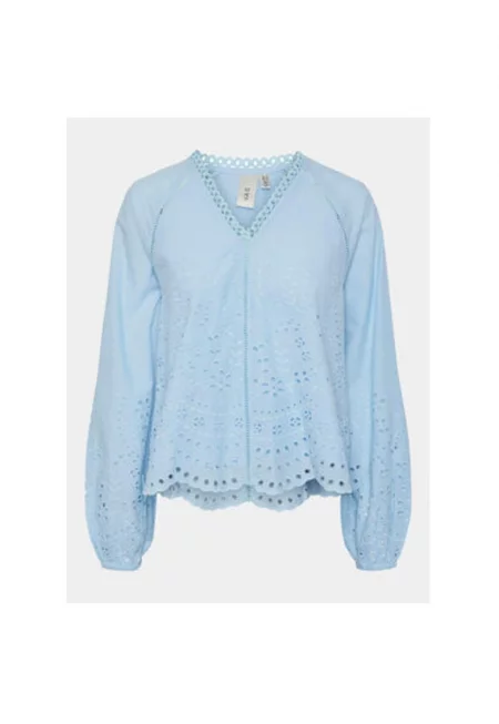 Дамска блуза -  Небесно синьо - Памук