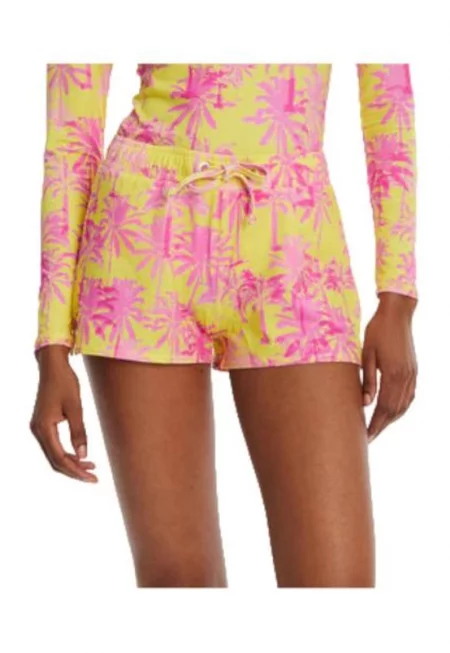 Дамски къси панталони -  полиамид/еластан - жълто/розово -