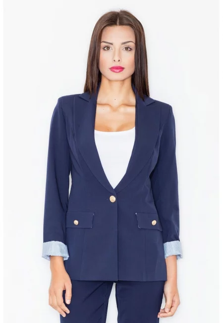 Дамско сако  елегантно - тъмносиньо - златисти копчета -