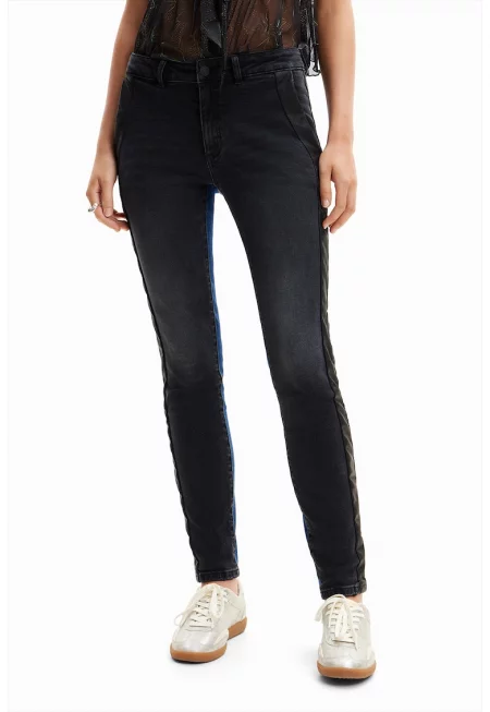 Дънки слим с контрасти встрани - Син