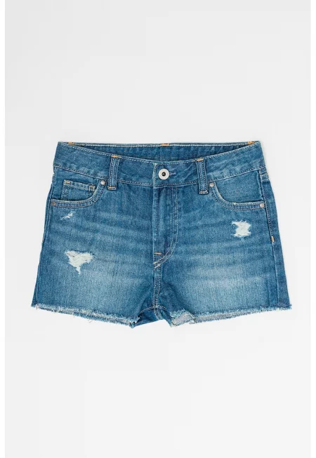 Дънков къс панталон Patty с висока талия - Син