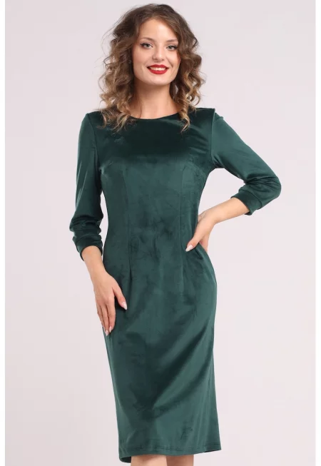 Едноцветна рокля с дълги ръкави